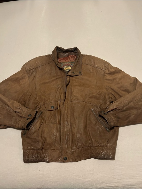 Adventure Bound Other - Men's Brown Leather Bomber Jacket - Classic Casual Bomber
